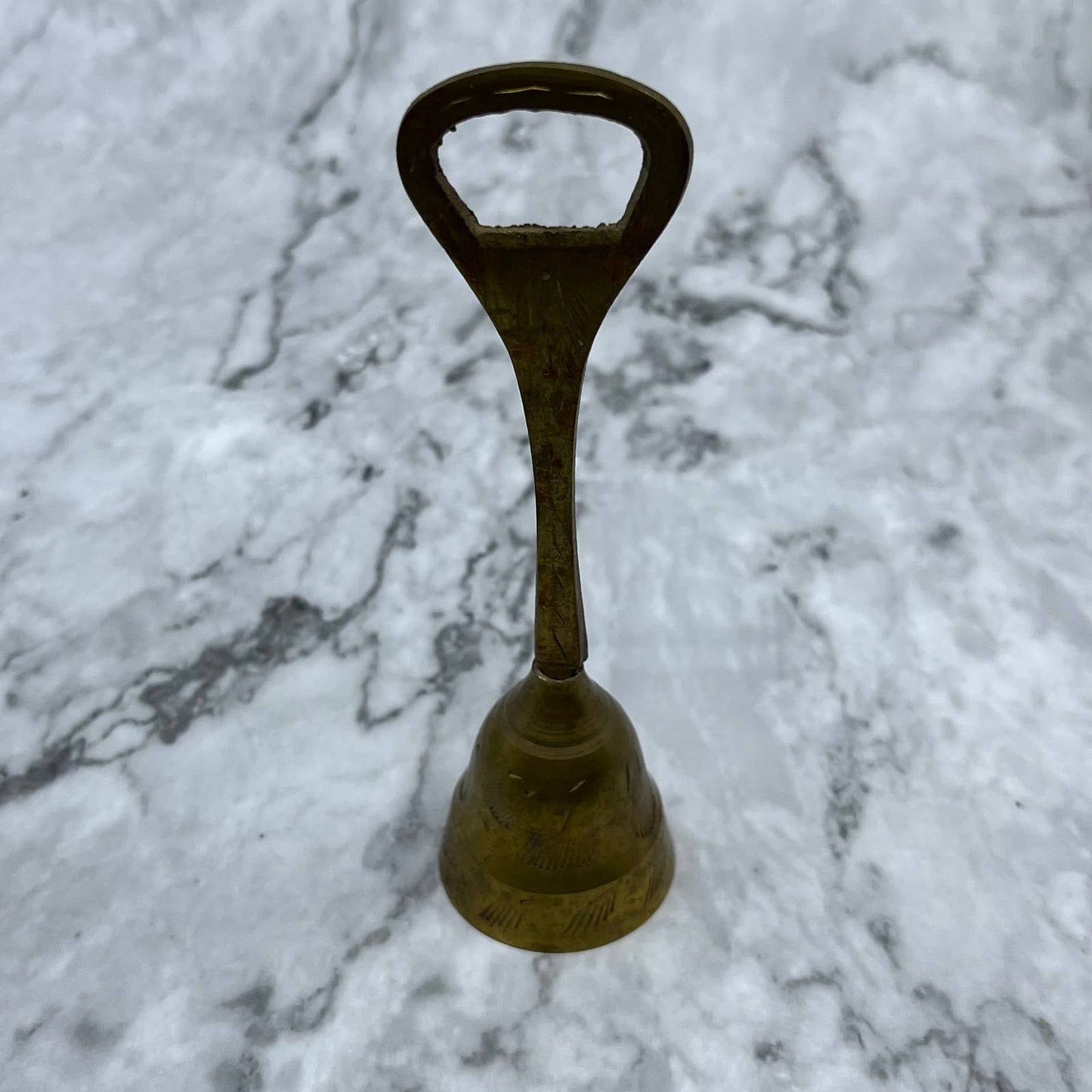 Vtg Etched Long Handle Bottle Opener Brass Bell of Sarna 5" India SA2