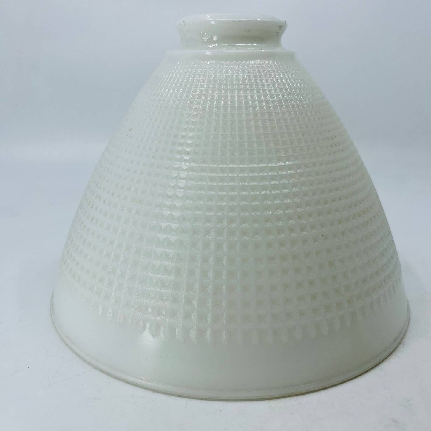 Vtg Corning MCM White Milk Glass Waffle Lamp Shade Torchiere Diffuser Swag TC7-S