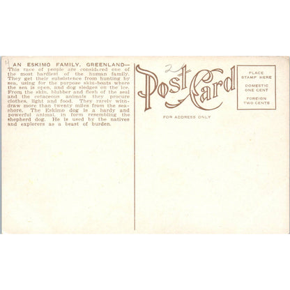 An Eskimo Family, Greenland - Original Postcard TJ9-P1