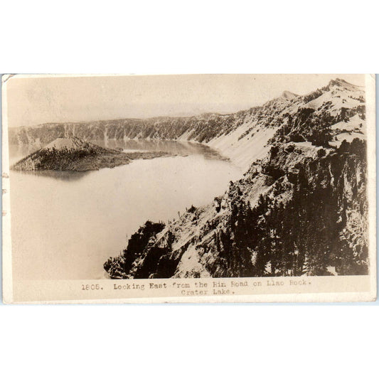 East From Rim Road Llao Rock Crater Lake 1940s RPPC Original Postcard TK1-27