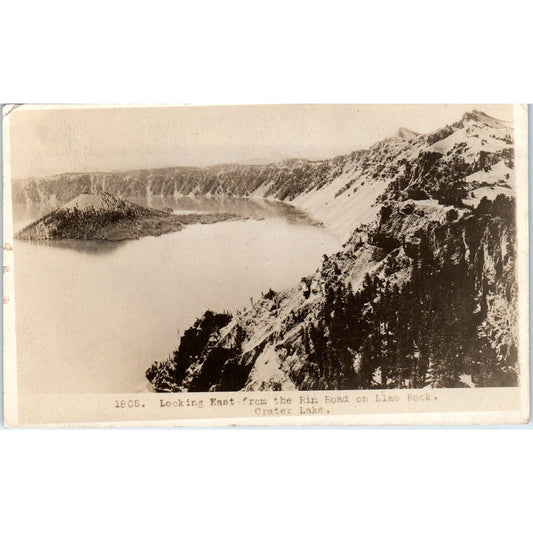 East From Rim Road Llao Rock Crater Lake 1940s RPPC Original Postcard P1-12