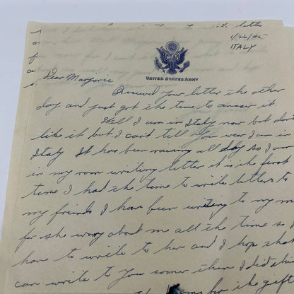 1945 WWII Letter From Italy Sgt. Jay Murphy Army Stationary New York NY SC5