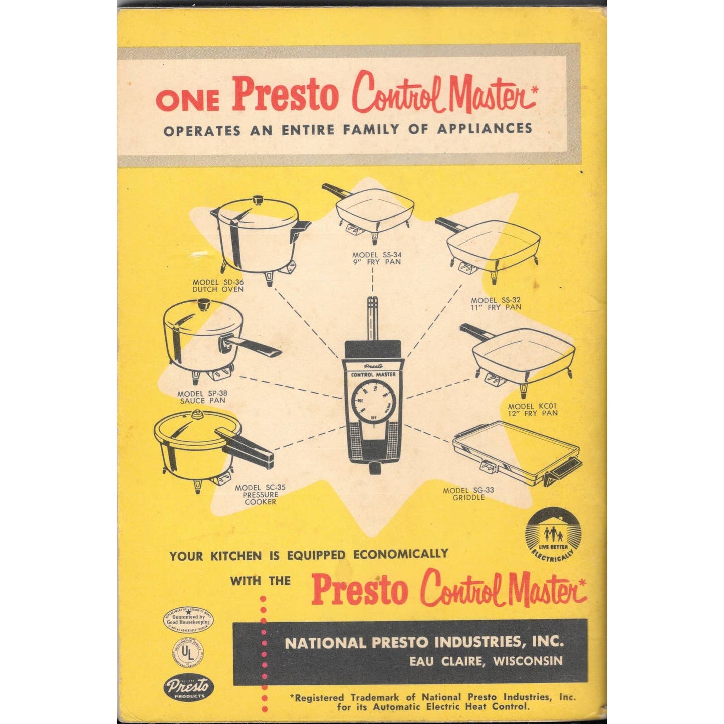 Presto Control Master Appliance Recipe Book - 1957 Cookbook TJ7
