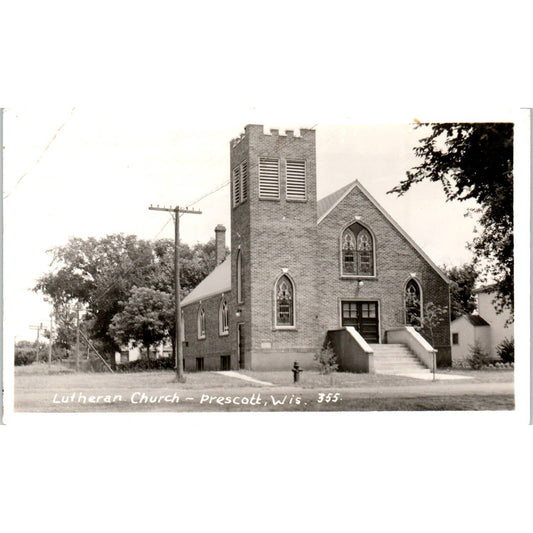 Lutheran Church Prescott Wisconsin 1936 RPPC Original Postcard TJ9-P3