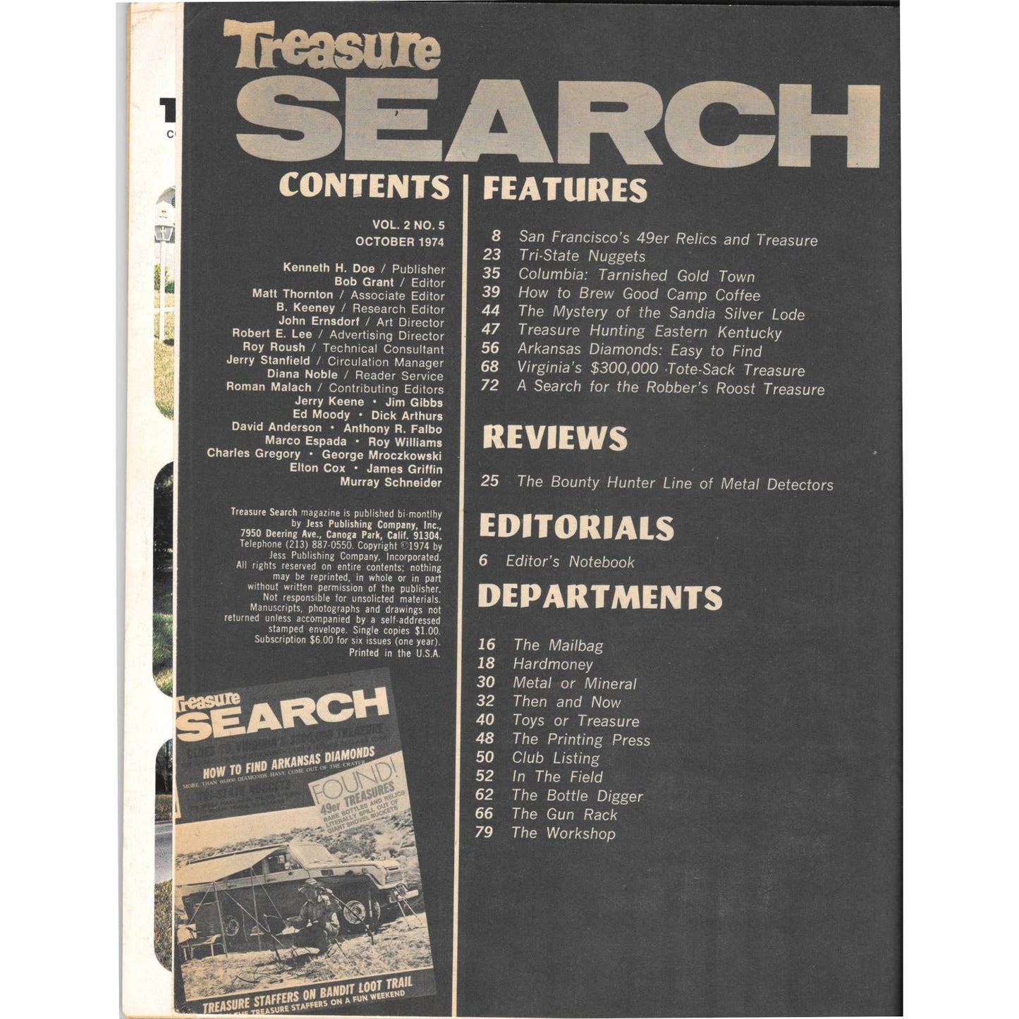 Treasure Search Magazine - Treasure Hunting Mining Metal Detecting Oct 1974 M4
