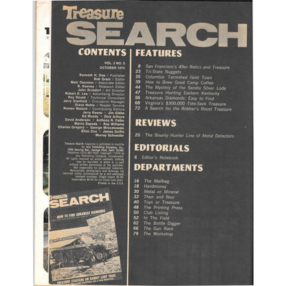 Treasure Search Magazine - Treasure Hunting Mining Metal Detecting Oct 1974 M4