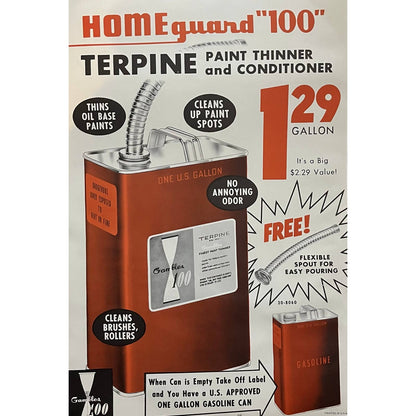 1960 HomeGuard Terpine Gambles Retail Store Display Advertising Poster 13.5x20