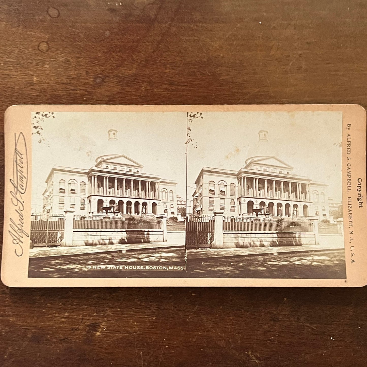 New State House Boston MA Antique Stereoview Card TJ9-V2