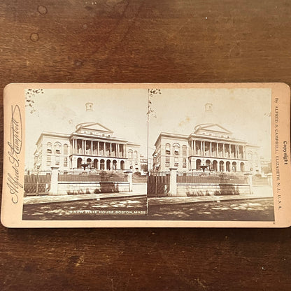 New State House Boston MA Antique Stereoview Card TJ9-V2