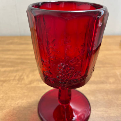 Vintage Westmoreland Paneled Grape Wine Glass AMBERINA Ruby Red 6”  TA9