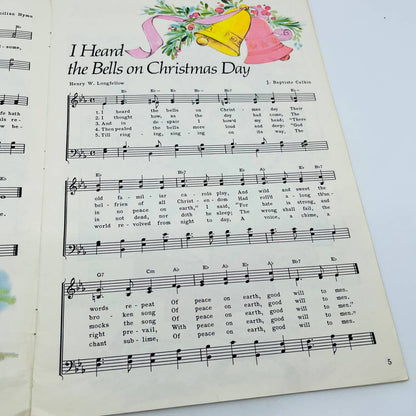 1950s-60s Christmas Carols Song Book Piano Organ Guitar Illustrated BA3