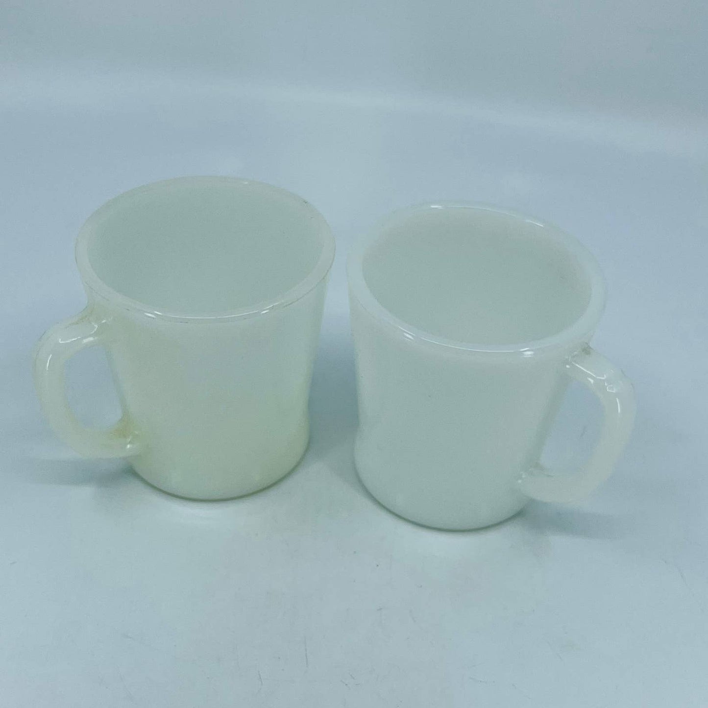 Vintage Anchor Hocking Fire King #25 White D Handle Coffee Mug Set of 2 TC1