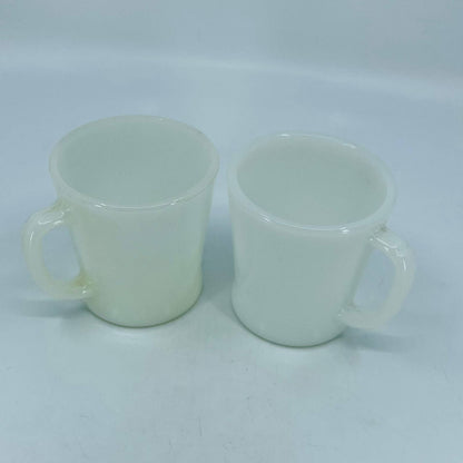 Vintage Anchor Hocking Fire King #25 White D Handle Coffee Mug Set of 2 TC1