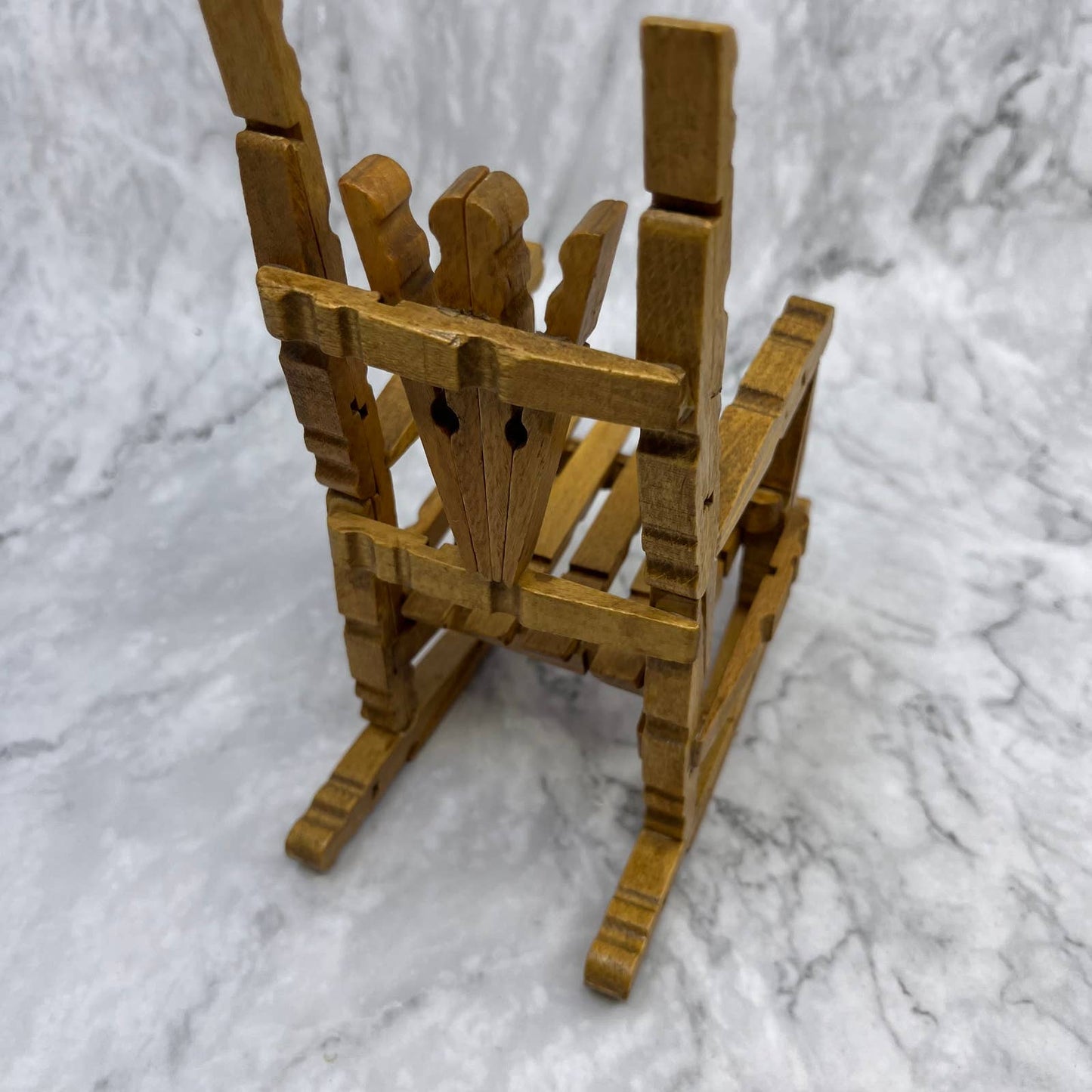 Vintage Handmade Planter Doll Furniture Wood Rocking Chair 6x8” TA9
