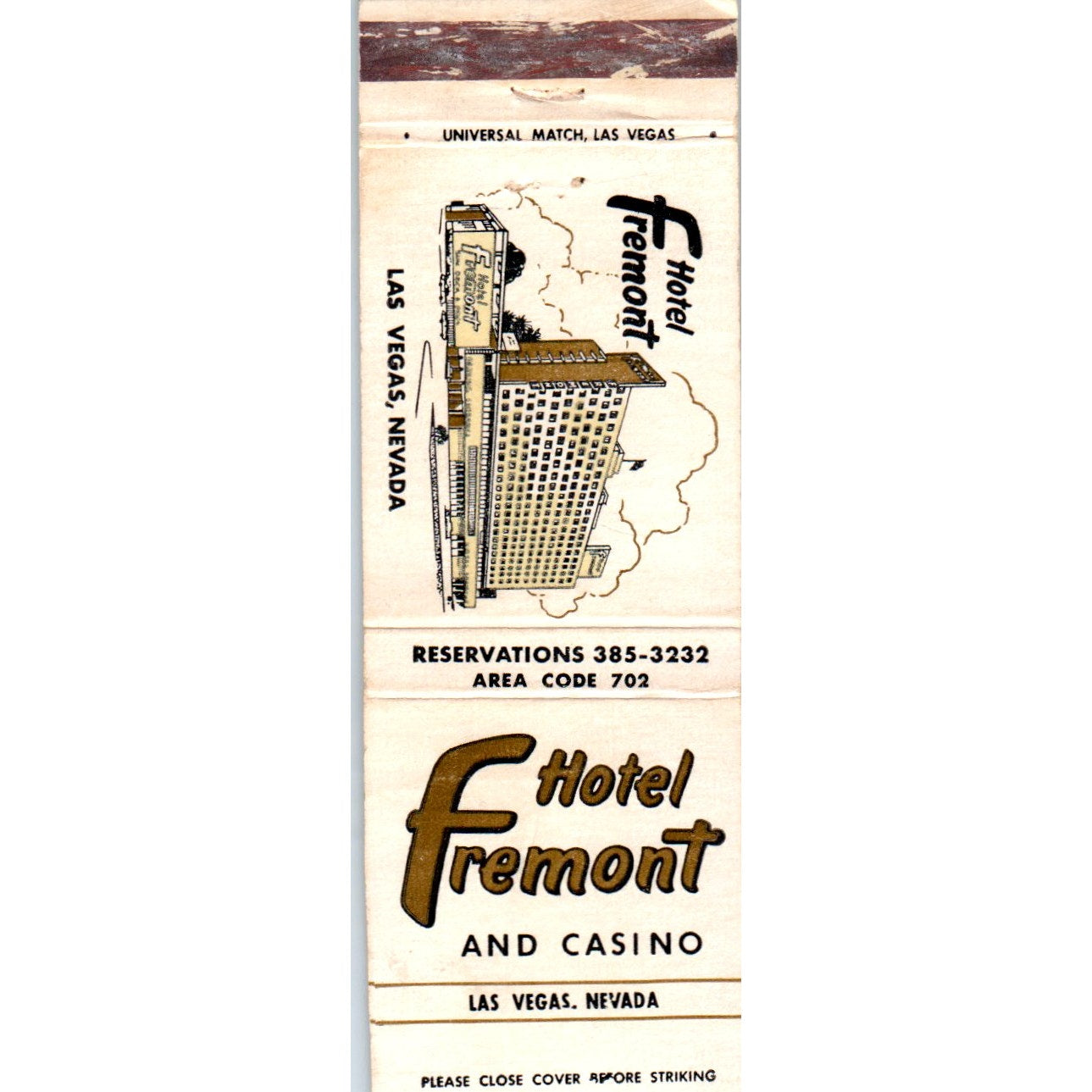Hotel Fremont and Casino Las Vegas NV Advertising Matchbook Cover MM9-9
