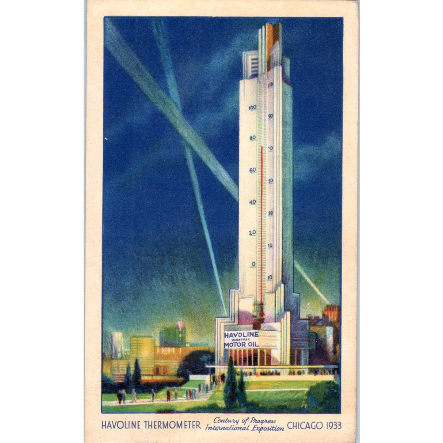 Havoline Thermometer 1933 Chicago World's Fair - Original Postcard TJ9-P1
