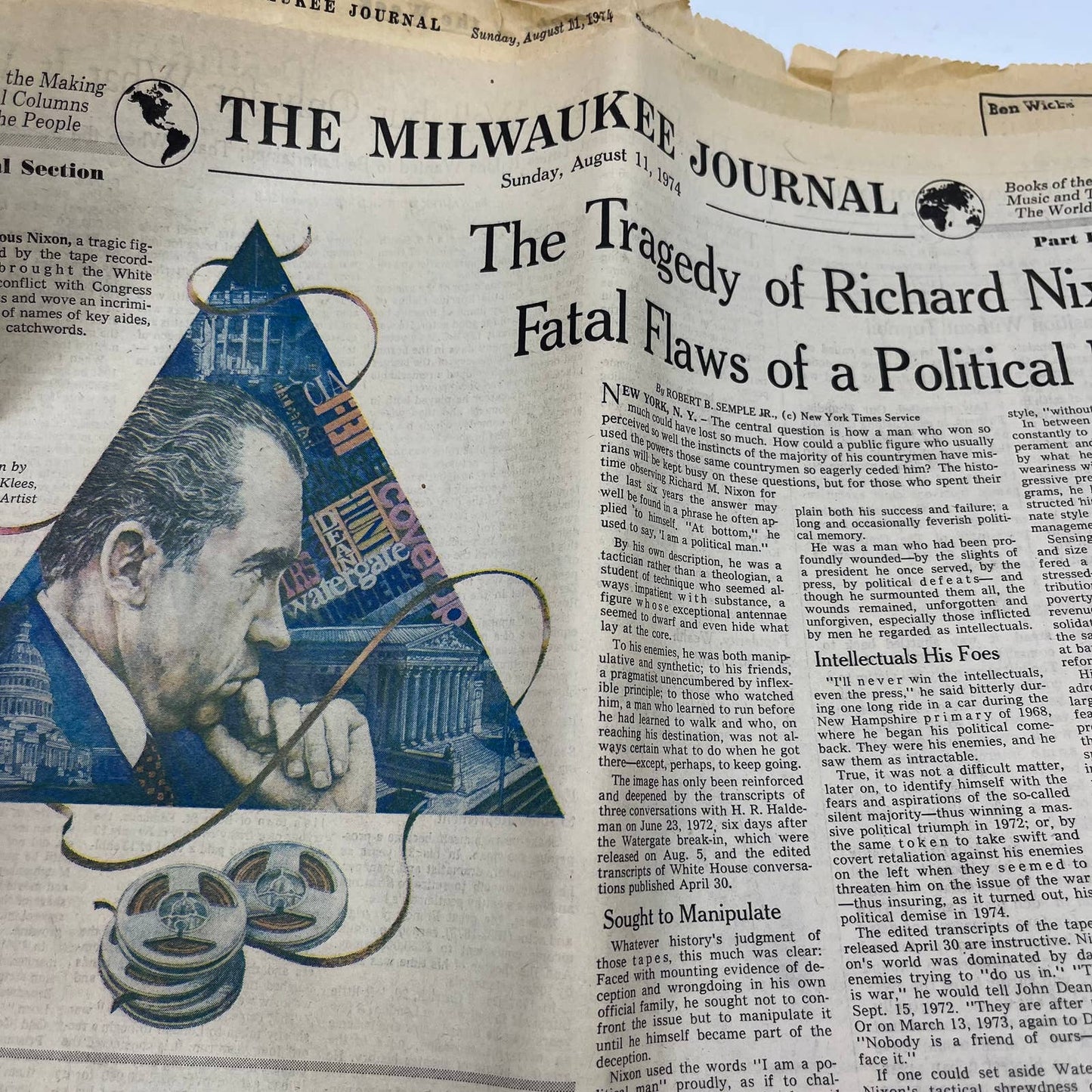 1974 Aug 8-11 MILWAUKEE Journal Newspapers Nixon Resigns Ford Sworn In TI6-16