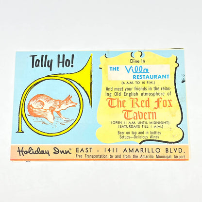 1950s Ad Postcard Holiday Inn Red Fox Tavern Villa Restaurant Amarillo TX AB6