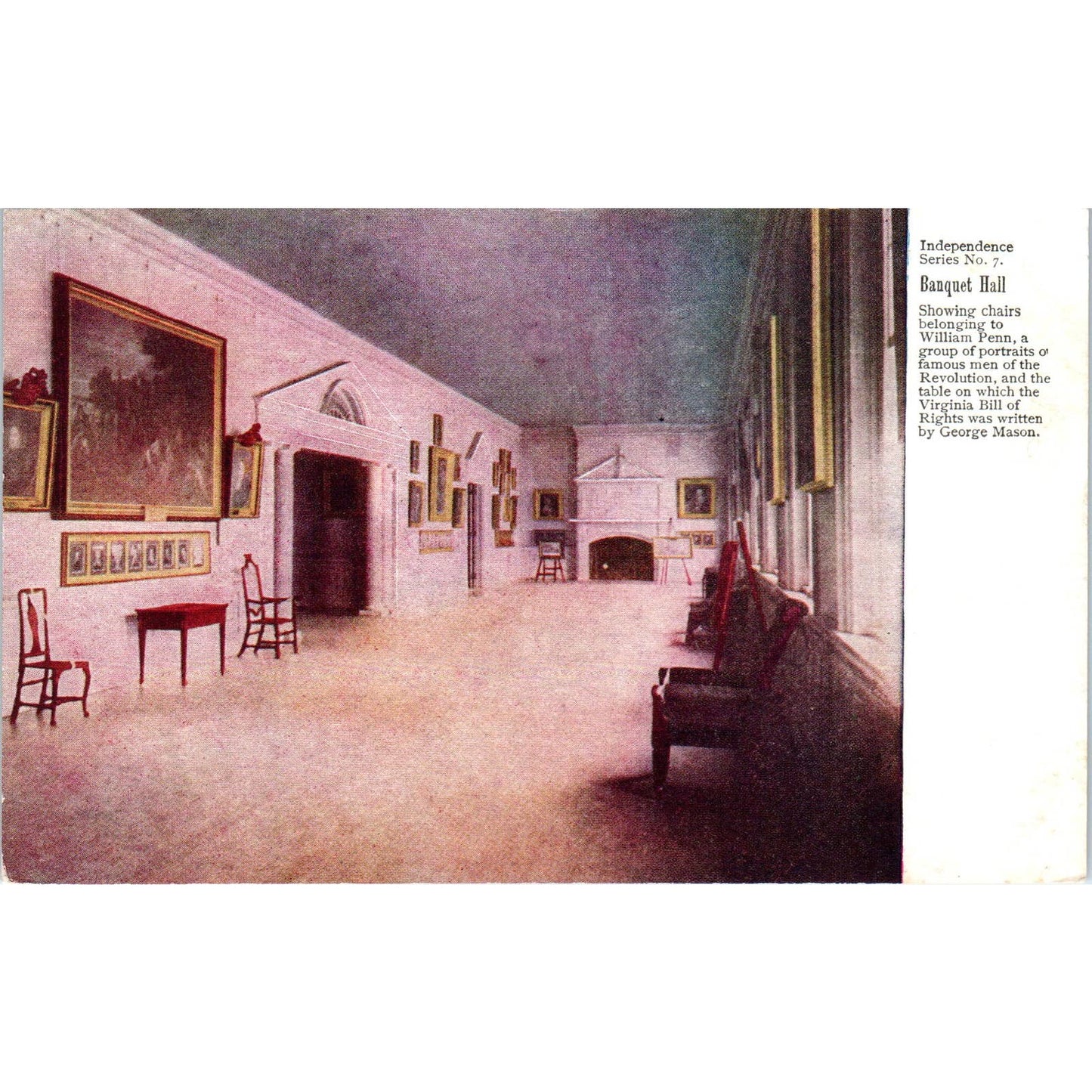 Antique Postcard Independence Banquet Hall Interior Philadelphia PA TI1-1