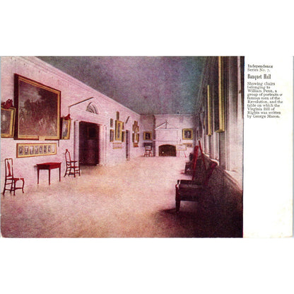 Antique Postcard Independence Banquet Hall Interior Philadelphia PA TI1-1