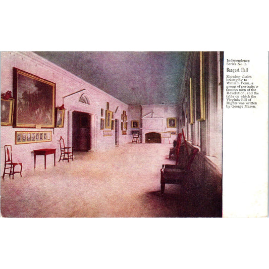 Antique Postcard Independence Banquet Hall Interior Philadelphia PA TI1-1