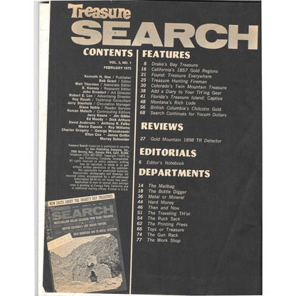 Treasure Search Magazine - Treasure Hunting Mining Metal Detecting Feb 1975 M4