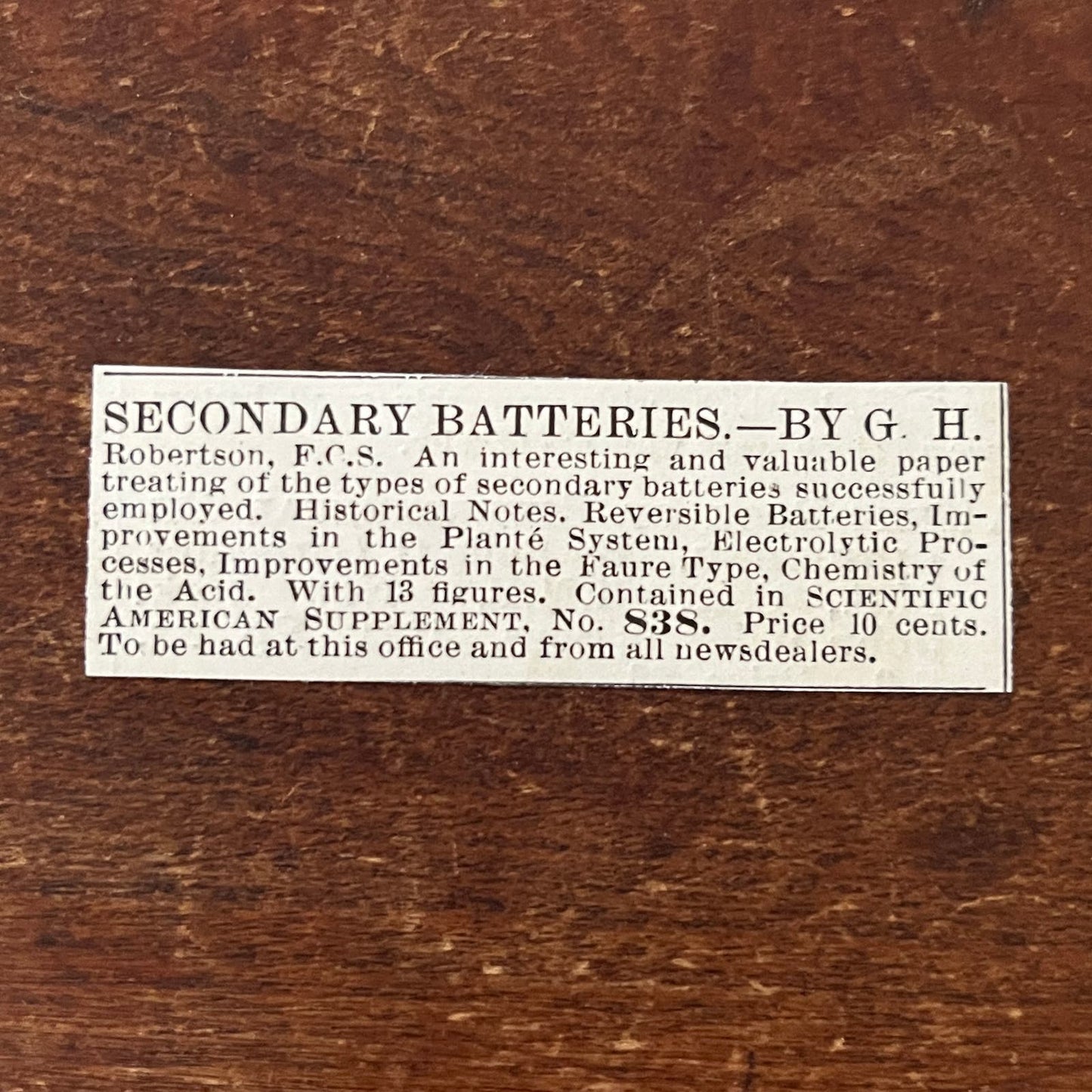 Secondary Batteries G.H. Robertson Original Advertisement AD8-P28