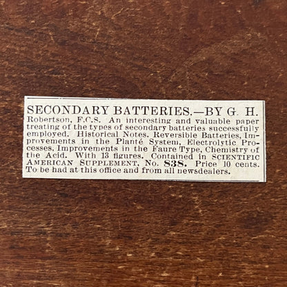 Secondary Batteries G.H. Robertson Original Advertisement AD8-P28