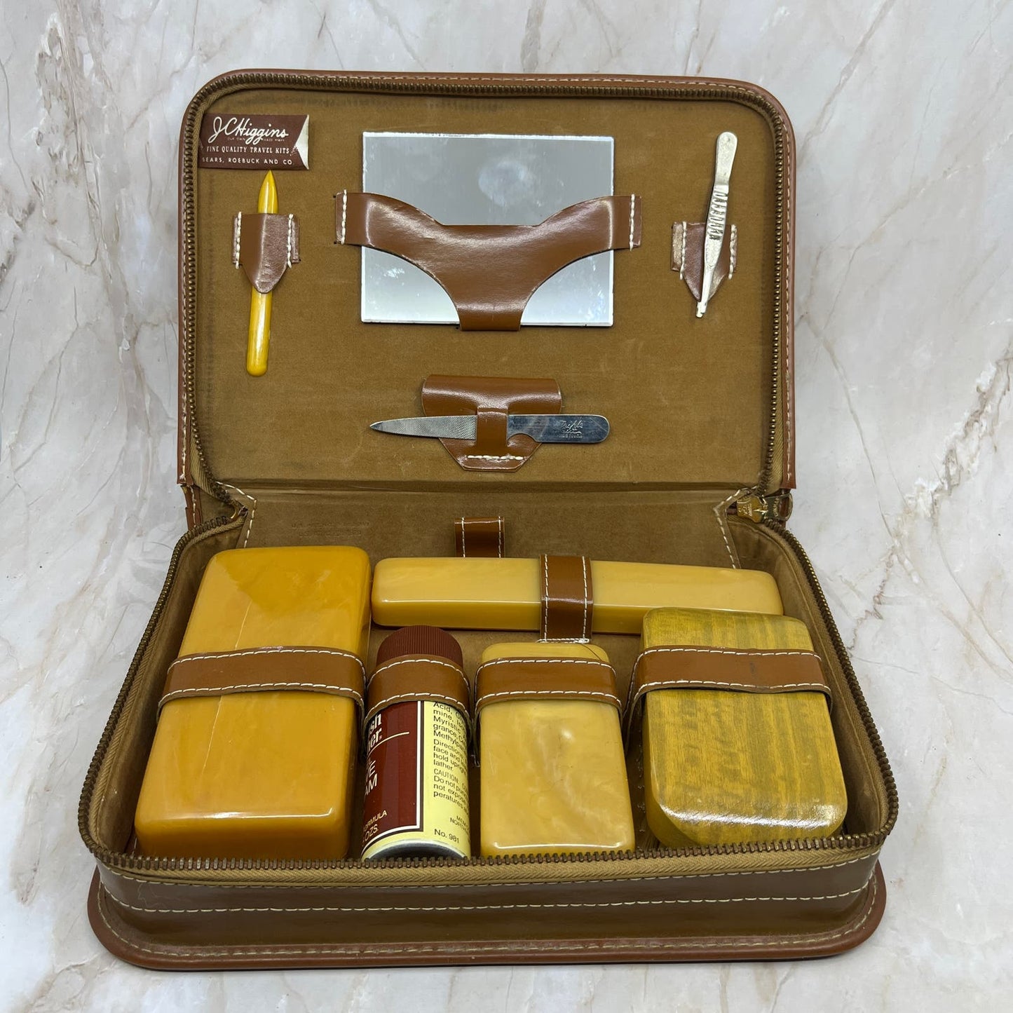 Vintage JC Higgins Toiletry Kit - Men’s Grooming Shaving Celluloid TC9