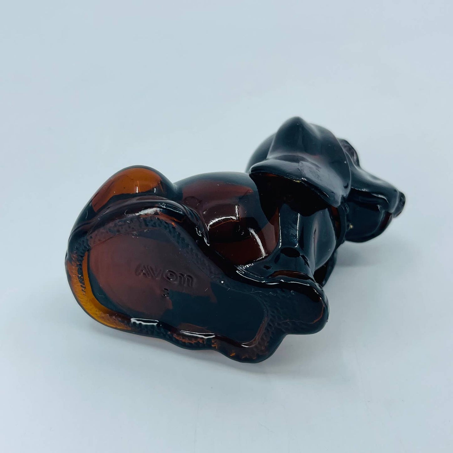 Avon Baby Bassett Hound Shaped Amber Glass Bottle Cologne Perfume Full SA1