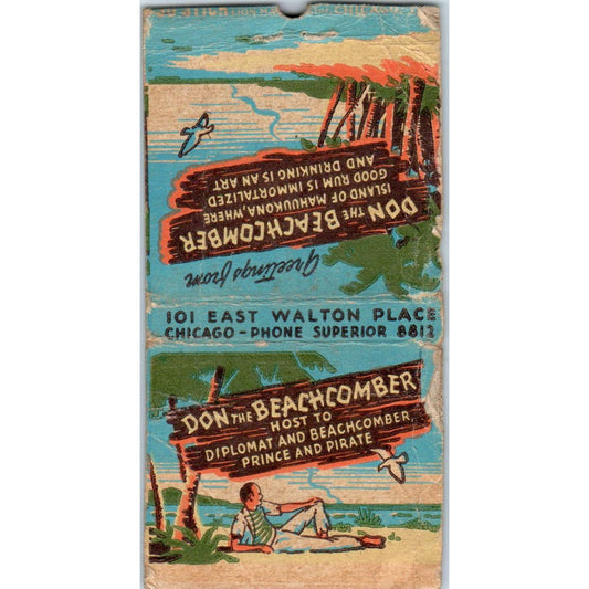 Don the Beachcomber Hollywood Chicago Advertising Matchbook Cover SA9-M4