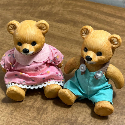 1980s HOMCO Brother and Sister Bear Articulated Ceramic 4” Set of 2 FA1