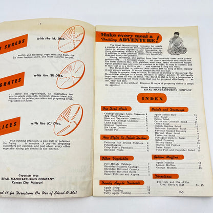 1954 Rival Shred-O-Mat Food Processor Recipe Cook Book L4-6