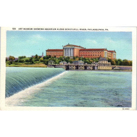 Vintage Postcard Art Museum Showing Aquarium Schuylkill River Philadelphia TI1-1