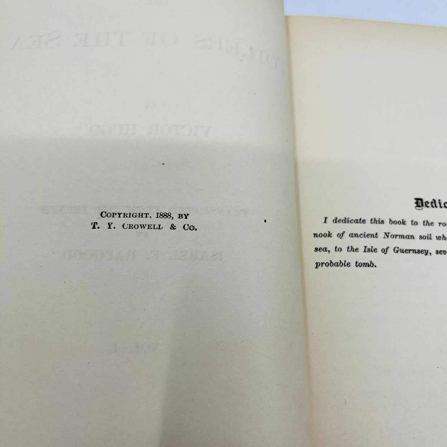 RARE 1888 Toilers of the Sea Victor Hugo English Isabel Hapgood T.Y. Crowell TA7