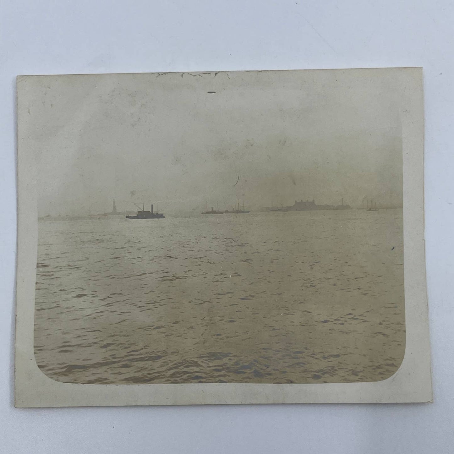 1903 Original Sepia Photograph Boats in New York Bay AC7