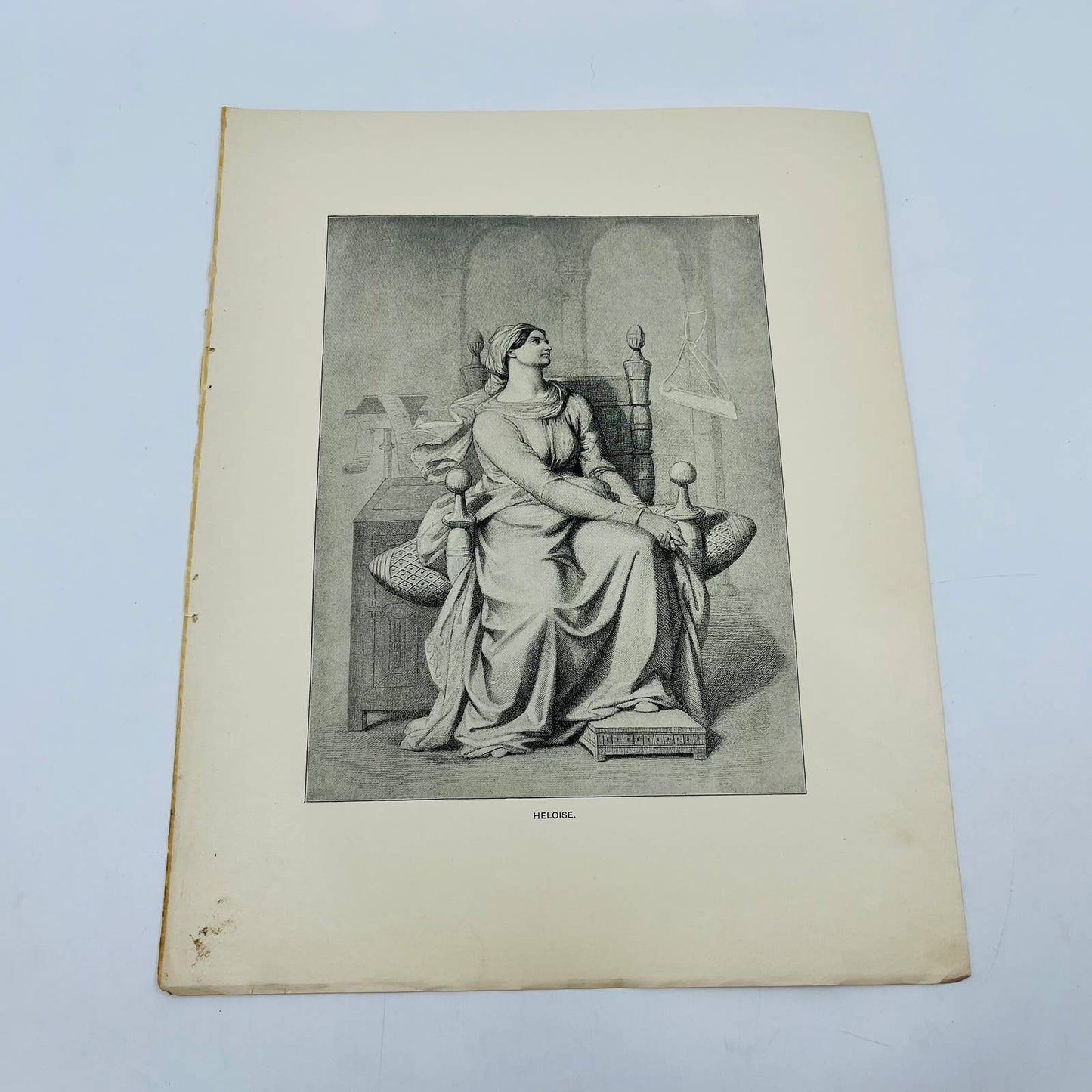 1880s Victorian Art Print Engraving Pope Eloisa to Abelard HELOISE Gleyre