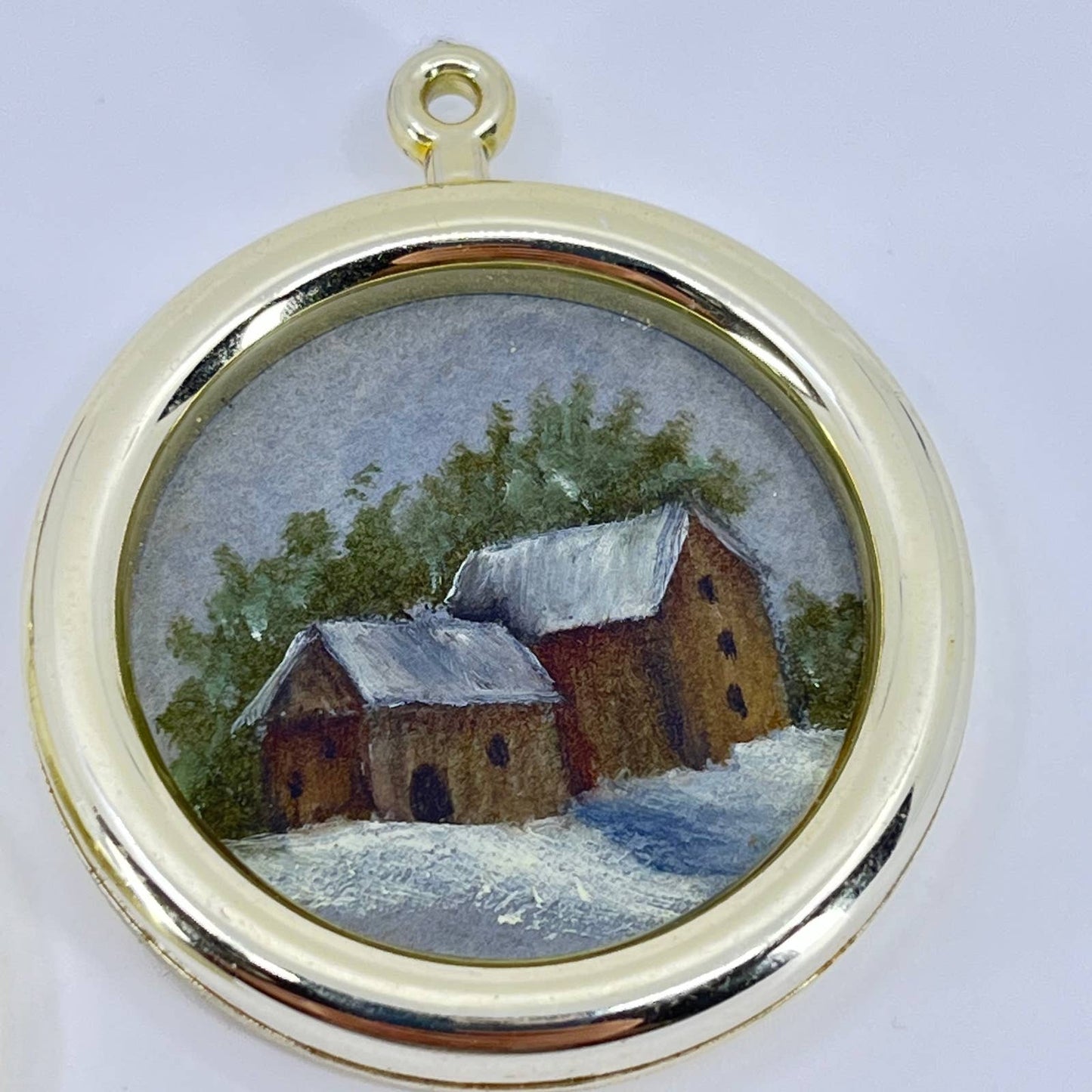 VTG Miniature Winter Farmhouse Painting Set of 3 SD2