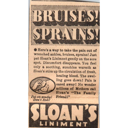 1935 Minneapolis Journal Newspaper Ad Sloan's Liniment for Bruises, Strains FL5-6
