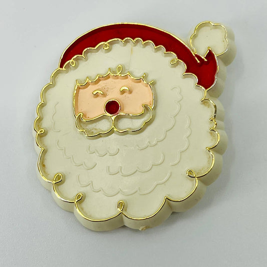 Vintage Hallmark Santa Face Christmas Pin Brooch Hard Plastic SB2