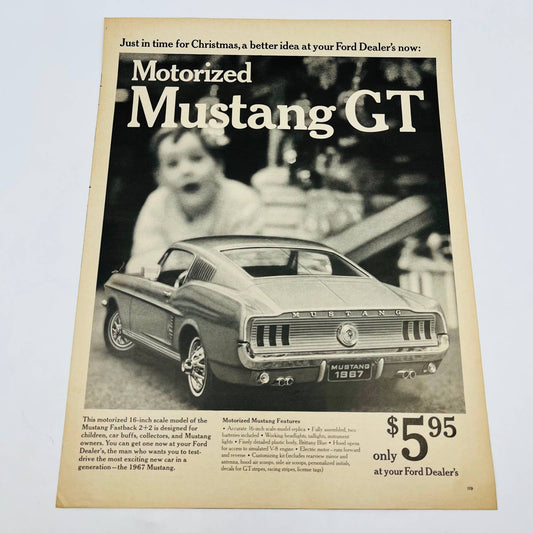 1967 Motorized Mustang GT Model Ad  Dealership Giveaway 10x13 BA1