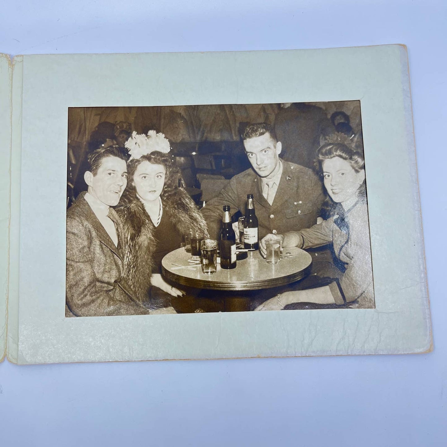 1940s Down Beat Room Garrick Lounge WWII Soldier Souvenir Photo Chicago PBR AB2