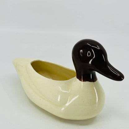 VTG Brown & Cream Mallard Duck Fall Autumn Hunting Planter Ceramic Glazed 7” TC1