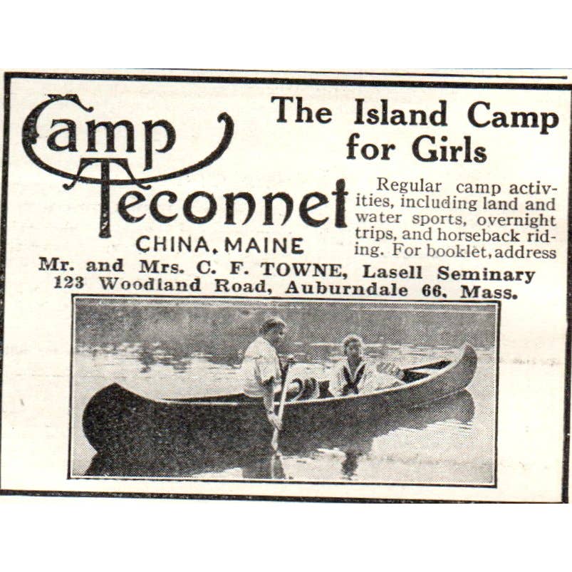c1920 Harper's Magazine Ad - Camp Teconnet for Girls C.F. Towne China ME EA3-1