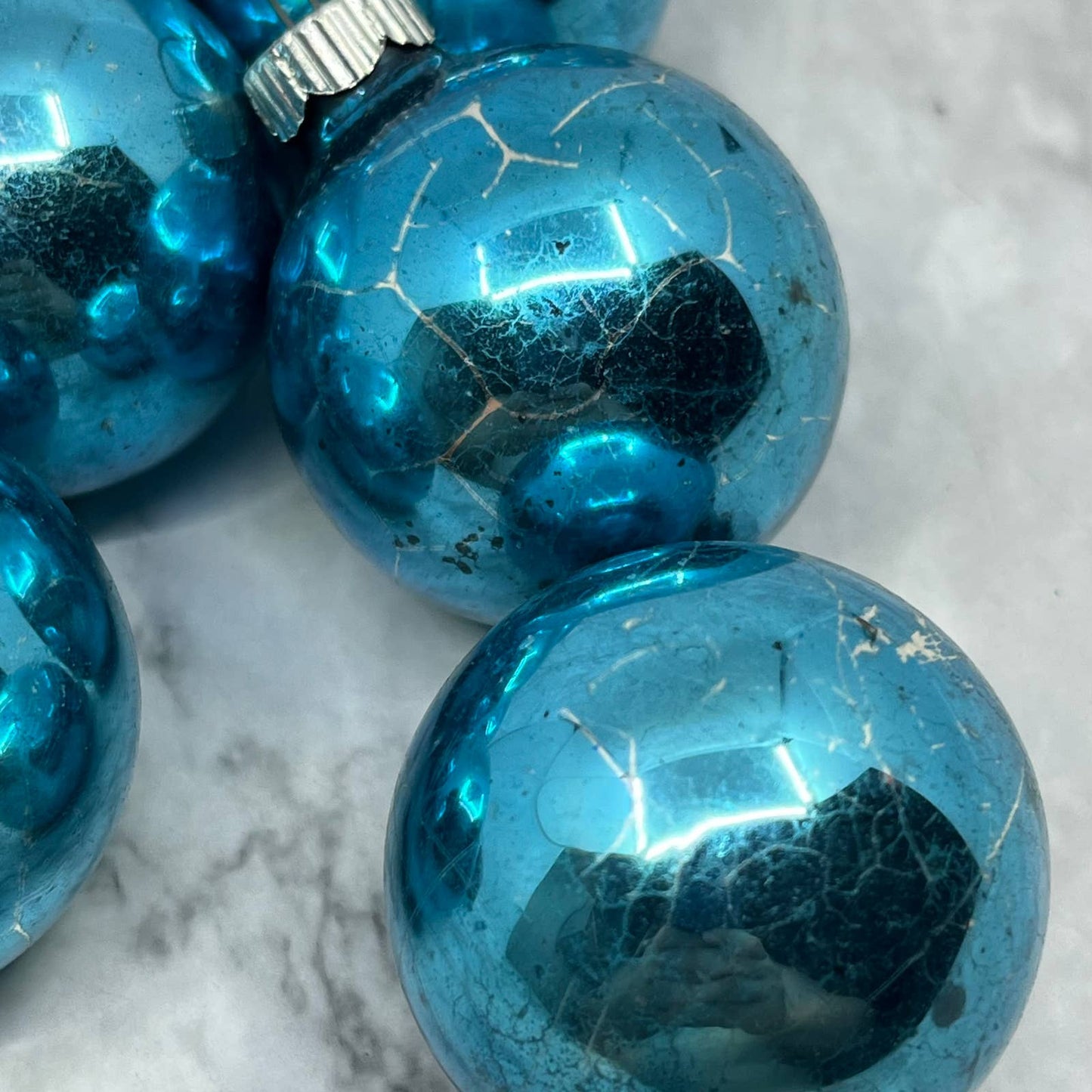 Shiny Brite 12 Vintage 1 3/4" Mercury Glass Ornaments Blue OT1