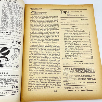 1956 September - Tops Magazine of Magic - Tricks Magicians TF7