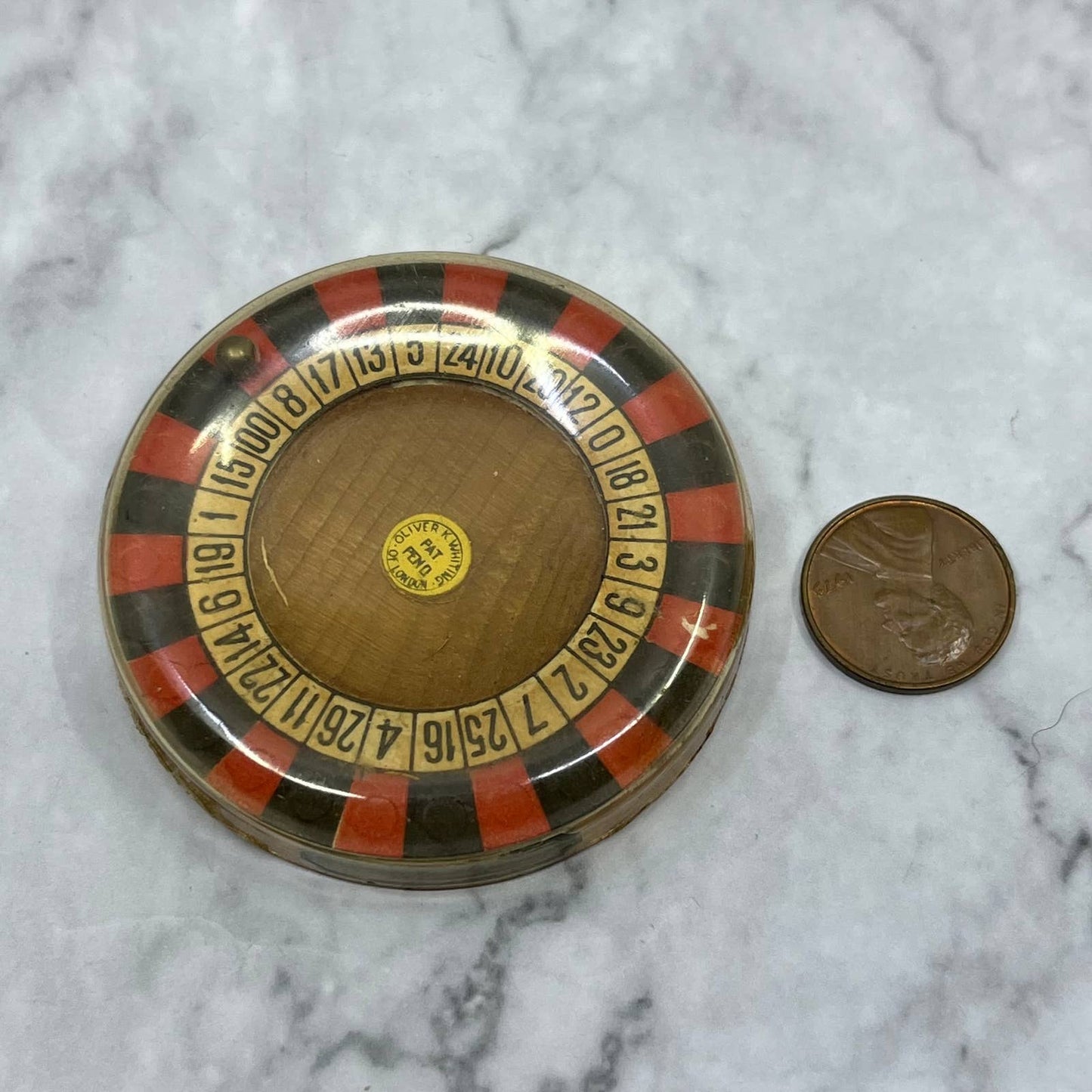Oliver K. Whiting of London Mini Roulette Wheel Good Luck Charm 2.5”SE7