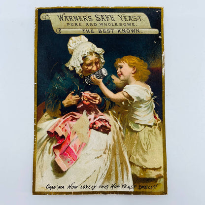 1880s Victorian Trade Card Warner’s Safe Yeast Grandmother & Child AA2