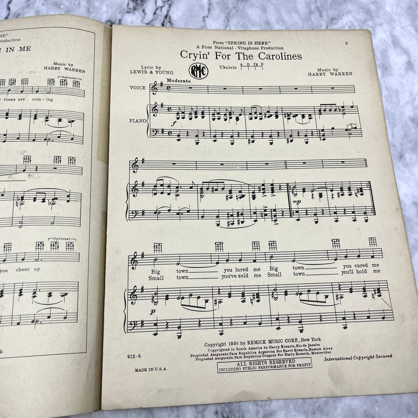 Cryin for the Carolines Spring is Here Sam M. Lewis 1930 Sheet Music TK2-SM