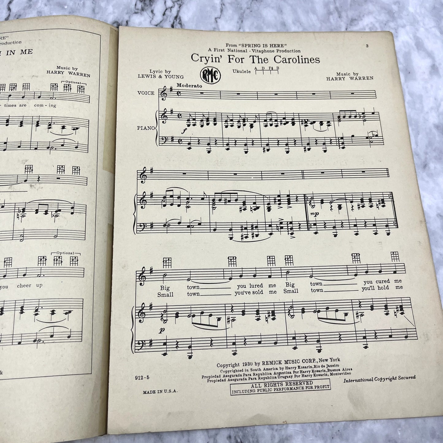 Cryin for the Carolines Spring is Here Sam M. Lewis 1930 Sheet Music V42-1